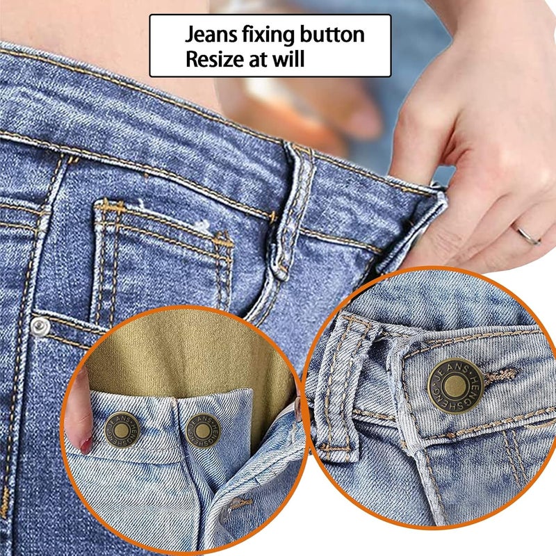 YouOKLight Buttons for Jeans,17 mm no-sew nailess Removable Metal Jeans Buttons Replacement Repair Combo Thread Rivets and Screwdrivers,12 Replacement Buttons, Simple Installation, Reusable. - Image 3